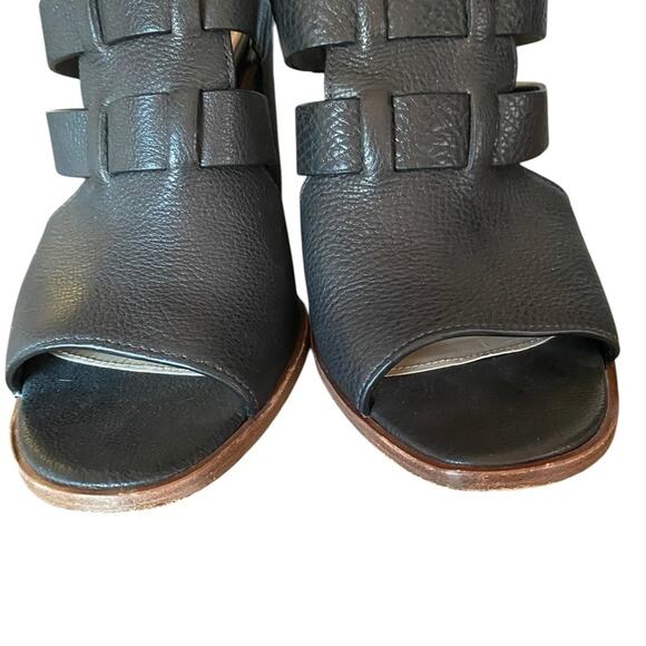 Via Spiga Brandina Black Leather Block Heel Strappy Sandals Open Toe size 8.5 - Picture 4 of 9